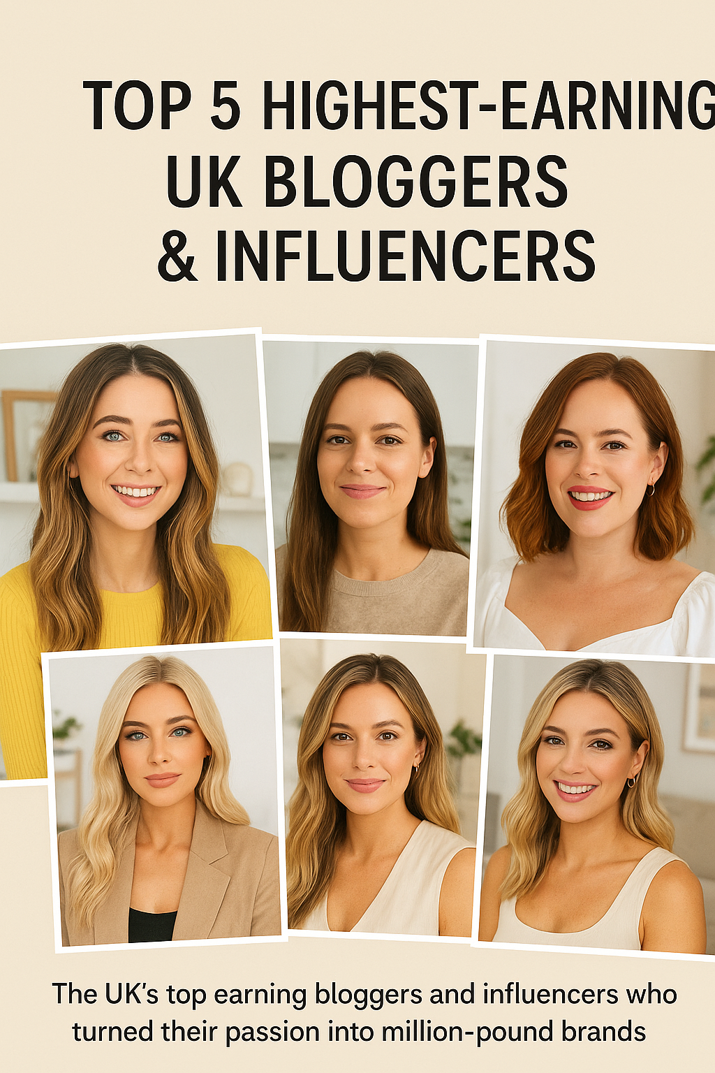 “Collage of top UK bloggers and influencers including Zoella, Deliciously Ella, Tanya Burr, Victoria Magrath, and Olivia Bowen.”