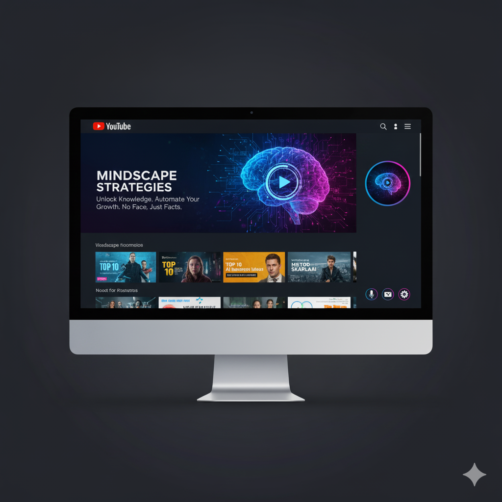 Computer screen displaying YouTube analytics and AI video tools representing YouTube automation for creating videos without showing face.